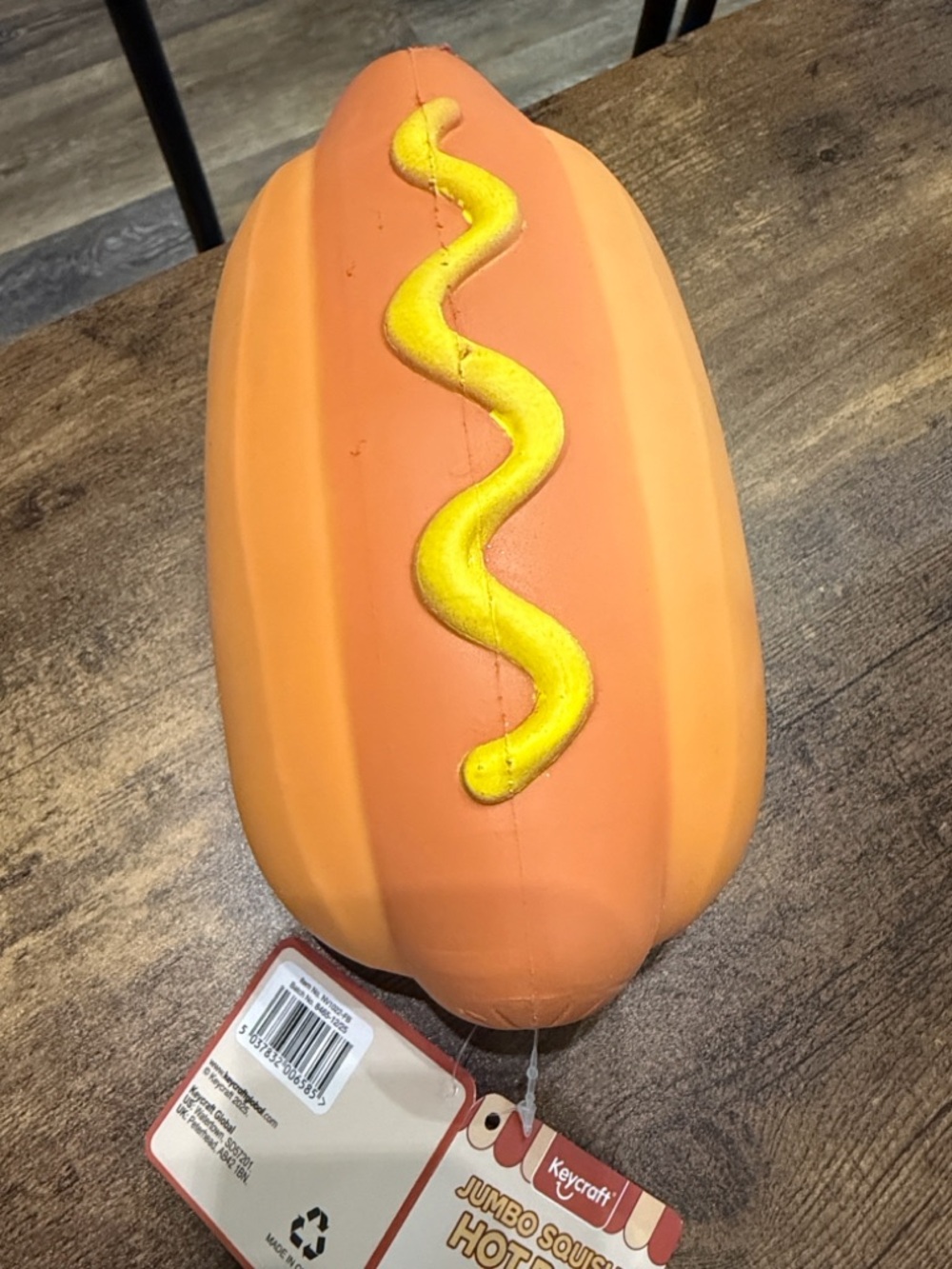 Jumbo Squishy Hot Dog Toy with Mustard Detail